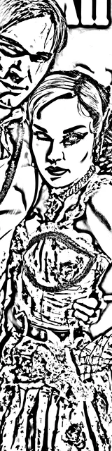 Free colorable bookmarks of a gothic romance couple